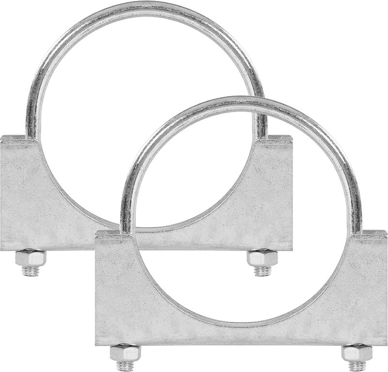GESEXI 3.5" U-shaped Exhaust Pipe Clamp Mild Steel Muffler Exhaust Clamps with Anti-Rust Coat Pack of 2 - Image 1